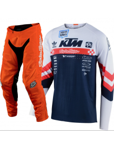 CONJUNTO TROY LEE DESIGNS 2021 MIX SE ULTRA FACTORY TEAM & GP AIR - BRANCO / NAVY / LARANJA